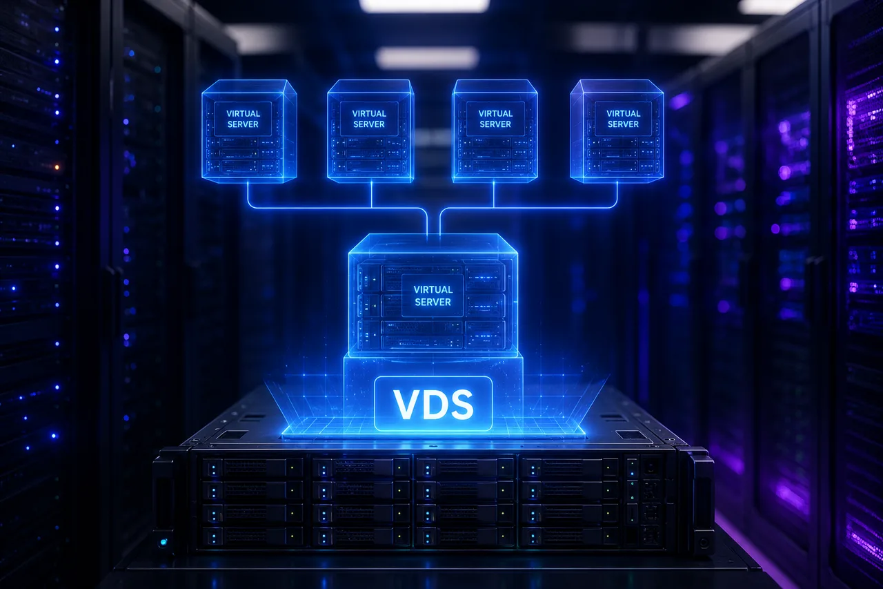 VDS sunucu altyapısını temsil eden sunucu görseli
